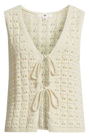 BP. Tie Front Sweater Vest in Ivory Dove at Nordstrom, Size Xx-Small