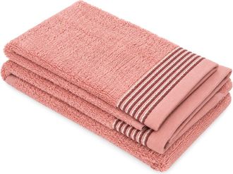 KASANOVA Set asciugamano viso e ospite cotone righe rosa