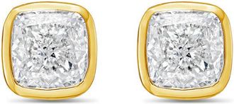 Diana M. Jewels 14KT YELLOW GOLD LAB GROWN CUSHION CUT STUDS IN A BEZEL SETTING WEIGHING 8.00 CTS TW