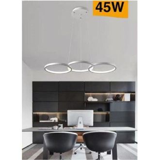 Trade Shop Lampadario Moderno a Sospensione Led 3 Cerchi 45watt Luce 3000k 4000k 6500k B63b - -Bianco Naturale - - Trade Shop Traesio