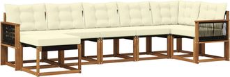 vidaXL Conjunto De Sof&aacute;s De Exterior 7 Uds. Natural Y Crema Vidaxl