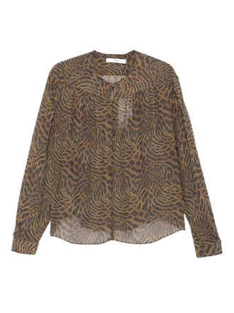 Iro animal-pattern blouse - women - Viscose/Silk - 38 - Brown