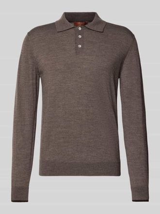 Cruna Strickpolo aus reiner Wolle in Taupe, Gr&ouml;&szlig;e 48