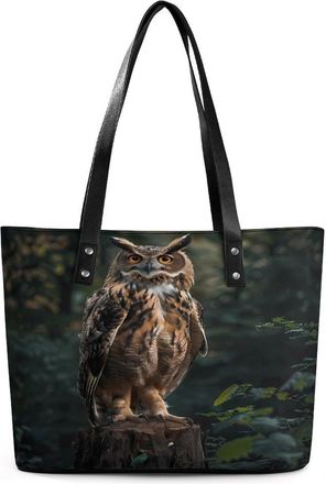 Generic Eurasian Eagle Owl Tote Bags for Women Cute Shoulder Purses Handbags