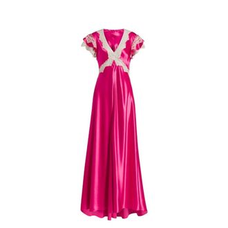 Alberta Ferretti Alberta Ferretti, Gowns, female, Pink, Size: XS Satin and Lace Evening Dress