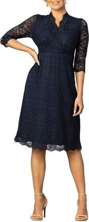 Kiyonna Scalloped Boudoir Lace Cocktail Dress in Indigo Blue at Nordstrom, Size X-Small