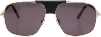 Tom Ford Tex Zonnebril - Heren - Zonnebrillen - Geel - 62 MM - Leer - Accessoires