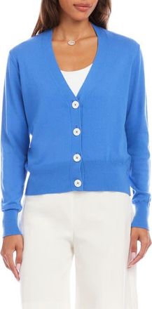 Karen Kane V-Neck Cardigan in Blue at Nordstrom, Size X-Large