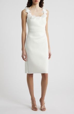 Eliza J Floral Ruched Cocktail Dress in Ivory at Nordstrom, Size 12