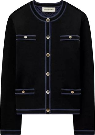 Tory Burch Zwarte Vest met Gouden Knopen - Dames - Vesten - Zwart - S - Polyester - Truien & Vesten