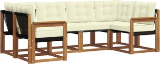 vidaXL Conjunto De Sof&aacute;s De Exterior 6 Uds. Natural Y Crema Vidaxl