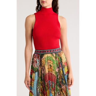 Alice & Olivia Darcey Quarter-Zip Sweater Tank in Bright Ruby at Nordstrom Rack, Size X-Large