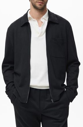 Mango Zip-Up Sweatshirt in Black at Nordstrom, Size Medium