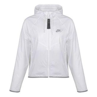 Nike (WMNS) Nike Sportswear Windrunner Sports Splice Zipper With Cap Waterproof Jacket White BV3940-100