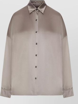 Dries Van Noten long sleeve collared satin nylon silk shirt