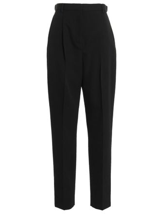 Tory Burch Black Tapered Pleated Pant