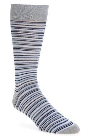 Nordstrom Stripe Cotton Blend Dress Socks in Blue Multi at Nordstrom