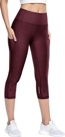 Generic High Waisted Capri 3/4 Length Leggings for Women Buttery Soft Elastic Opaque Tummy Control Cropped Trousers for Workout Gym Yoga Pants with Pockets Wi