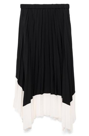 Mango Pleated Asymmetric Maxi Skirt in Black at Nordstrom, Size Medium