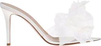 Gianvito Rossi Zilveren Veer Stiletto Sandalen - Dames - Muiltjes - Wit - 41 EU - Leer - Schoenen