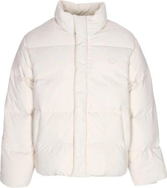 adidas Witte Down Puffer Jas met Hoge Kraag - Heren - Ski Jassen - Beige - XL - Fitness