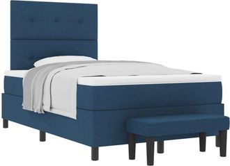 vidaXL Box Spring Bed with Mattress Blue 120 x 200 cm Fabric vidaXL