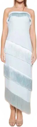 Mint Strapless Tier Fringe Midi Dress In Mint
