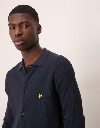 Lyle & Scott Long Sleeve Linen Mix Shirt in navy