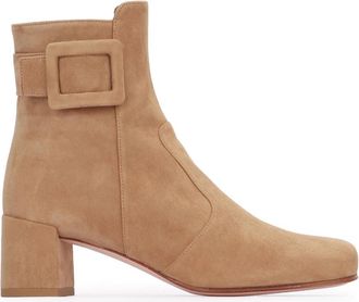 Roger Vivier Suede Gesp Tabak Laars - Dames - Laarzen met Hak - Bruin - 39 EU - Schoenen