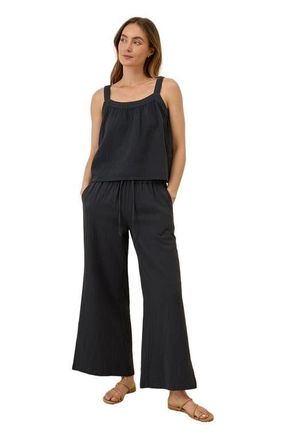 Pact Organic Cotton Double Gauze Square Neck Cami in Black at Nordstrom, Size X-Large
