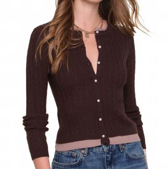 Heartloom Loretta Slim Cardigan In Brown