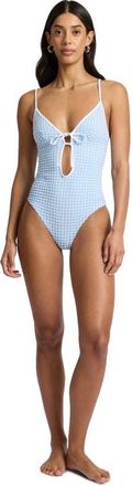 Onia Soleil Tie Front One-Piece in Sky/white at Nordstrom, Size X-Small