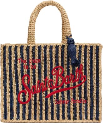 MC2 Saint Barth Rectangular Raffia Tote Bag With Contrasting Logo