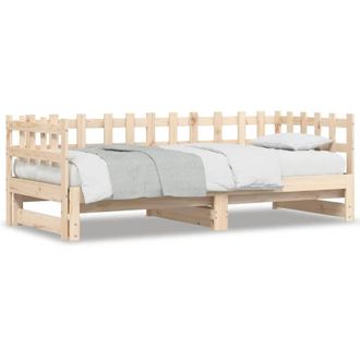 Berkfield Home Pull-out Day Bed 2x(80x200) cm Solid Wood Pine in Natural
