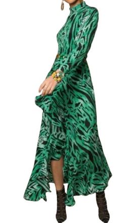 Rixo Green Tiger Print Midi Dress Size M
