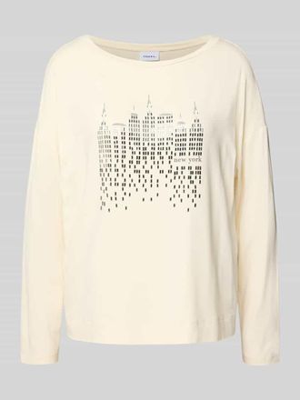 Comma Oversized Longsleeve mit Label-Detail in Offwhite, Gr&ouml;&szlig;e 38