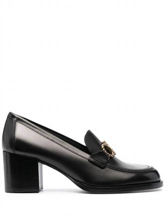 Ferragamo Womens Gancini Block-Heel Loafers In Black
