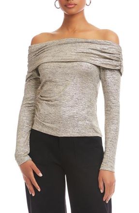 Fifteen Twenty Agnes Off the Shoulder Metallic Top in Gold Dust at Nordstrom, Size Large