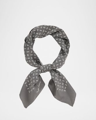 Ralph Lauren Purple Label Mens Cashmere and Silk Geometric Neckerchief