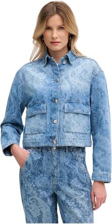 Oui Dames, Jassen, Blauw, Maat: 3XL Denim