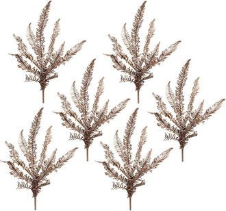 Melrose International Set Of 6 Icy Winter Fern Spray
