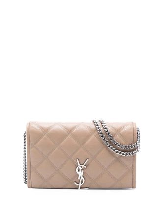 Saint Laurent 2020 Quilted Diamond Lambskin Becky Wallet on Chain shoulder bag - Brown