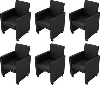 vidaXL Vidaxl - Sillas De Comedor 6 Unidades Cuero Sint&eacute;tico Negro