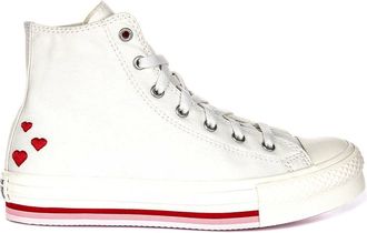 Converse Sneakers, female, White, 5 1/2 UK, Junior Textile Trainers in White Red
