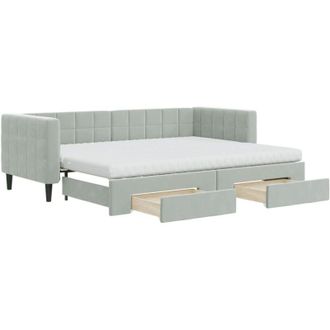 vidaXL Vidaxl - Sof&aacute; Cama Nido Con Cajones Terciopelo Gris Claro 80x200 Cm