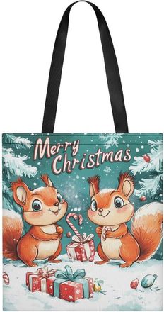 Generic Christmas Squirrel Tote Bag for Women Men Shoulder Bags Purses Pouch Handbags