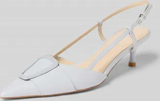 Marc Cain Pumps aus echtem Leder mit Logo-Detail in Hellgrau, Gr&ouml;&szlig;e 38