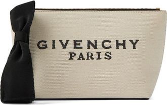Givenchy Small Logo Canvas Wristlet Pouch in 255-Beige/Black at Nordstrom