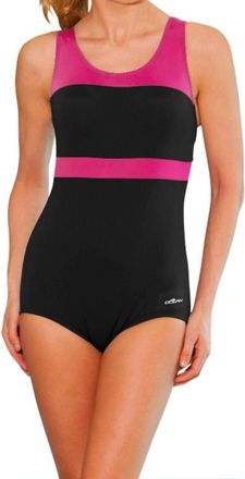 Dolfin Color Block Power Back One Piece - Plus In Black/pink