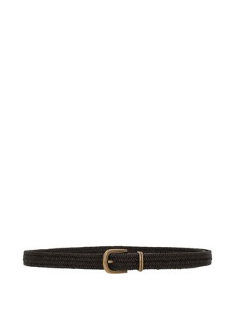 Brunello Cucinelli braided leather belt - women - Calf Leather/Viscose/Rubber - M - Brown